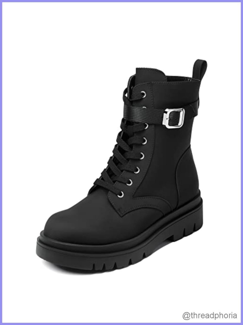 Women's Combat Platform Boots Side Zip Lace Up Ankle Booties